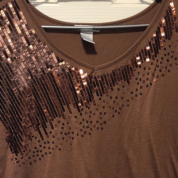 LILLY LOU SEQUIN SHORT SLEEVE TOP, SIZE M - Picture 4 of 4